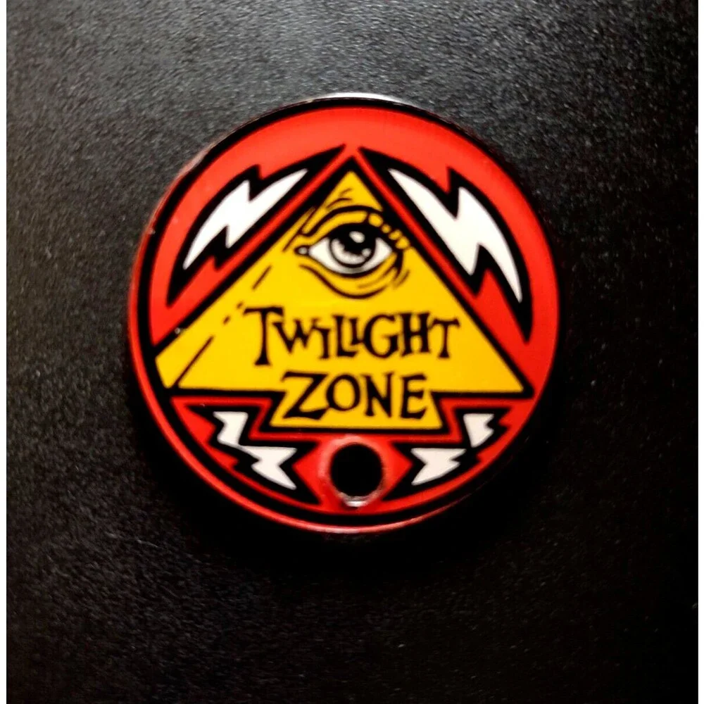 Twilight Zone Round Collectible promo keychain 1990s Vintage Eye Bolts Design